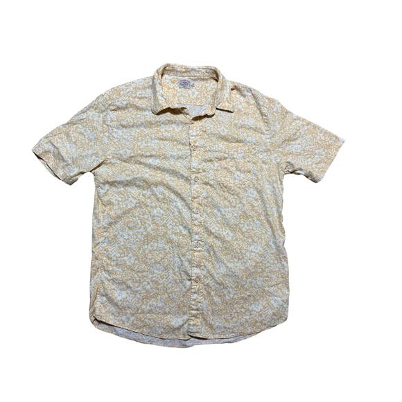 FAHERTY Brand short Sleeve shirt, size Large, Yellow & White; Hemp Blend - Picture 1 of 9